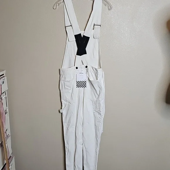 NWT Sandrine Rose Small Women's White Denim Overalls - Picture 8 of 10